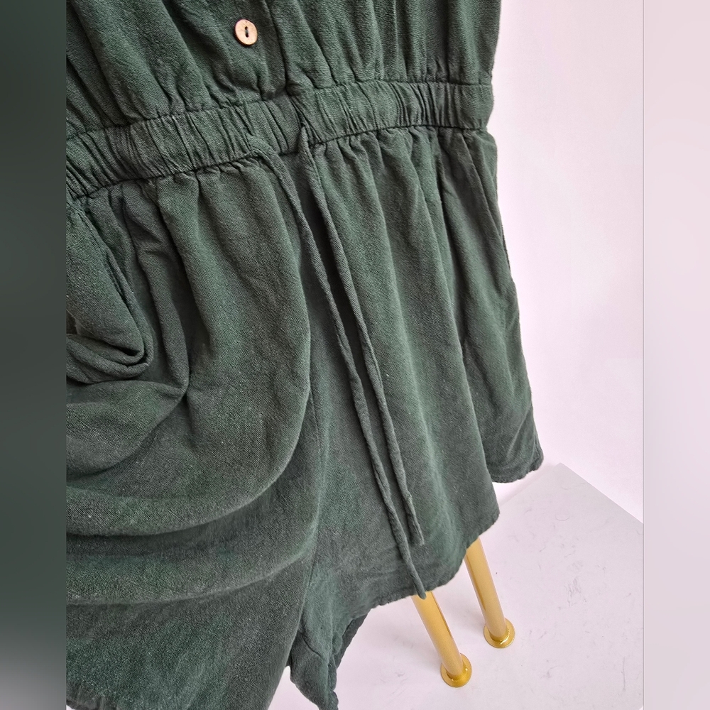 Baltic Born Forest Green Button-Front Romper Shor… - image 5